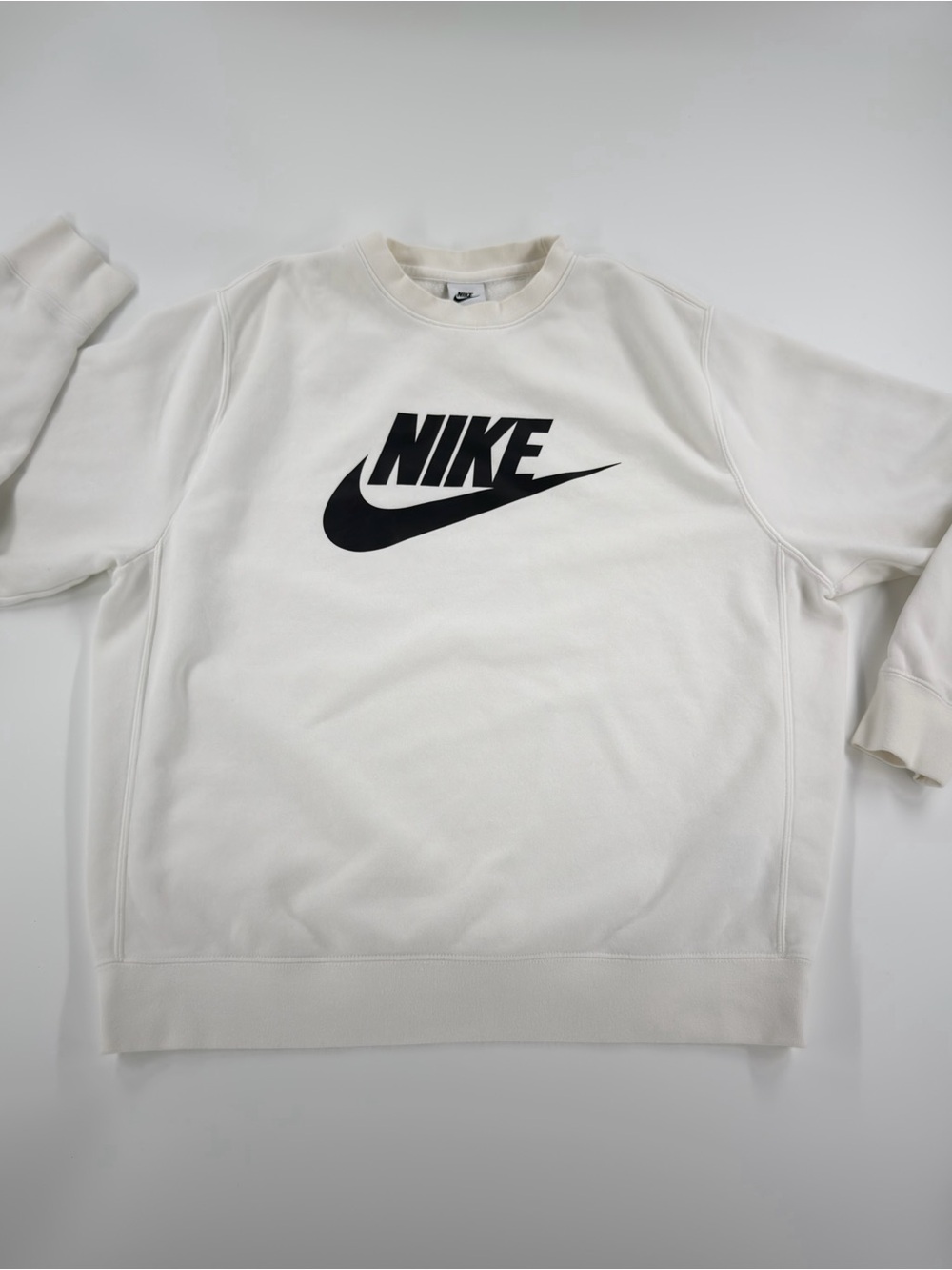 0249 Nike Crewneck Sweatshirt in Off-White with Black Swoosh